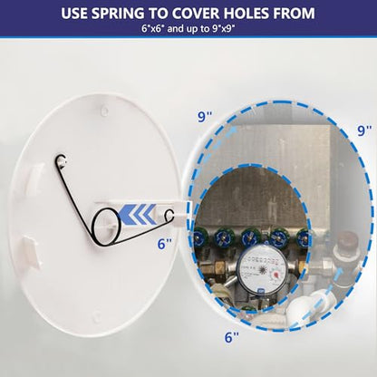 Easy-Exs 10" Round Access Panel for Ceiling and Wall - Adjustable from 6 to 9 inches - Ceiling Hole Cover - for Electrical, Plumbing, Cables, HVAC, Speaker and LED Holes - Durable Plastic Panel - size: Single Piece