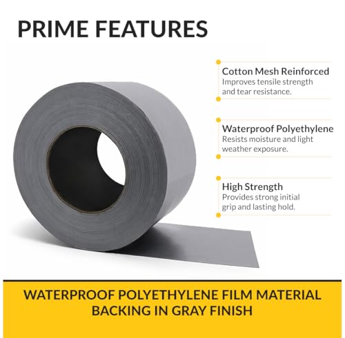Brixwell Duct Tape Heavy Duty 1.88 Inch x 60 Yards Gray, Waterproof Adhesive Roll with Reinforced Cotton Mesh Backing, Professional Grade for Indoor Outdoor Repairs, Sealing, Bundling, Packaging Use - size: 1.88" x 60 yards