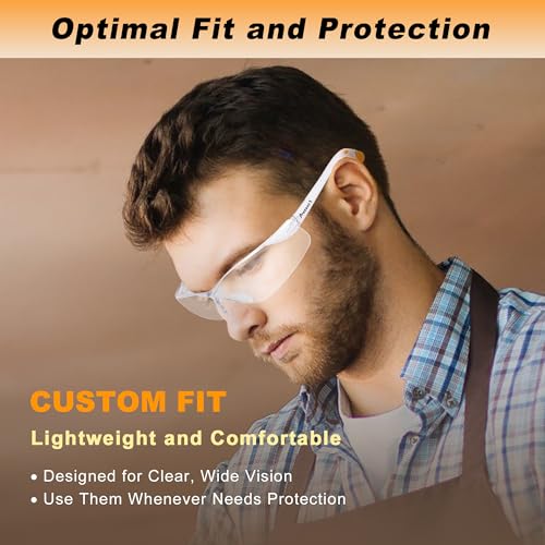 ProtectX Safety Glasses for Men & Women, Safety Sunglasses with Anti-Fog Scratch Resistant Lenses, Non-Slip Grips, ANSI Z87.1 - color: Olympus Clear 3 Pk