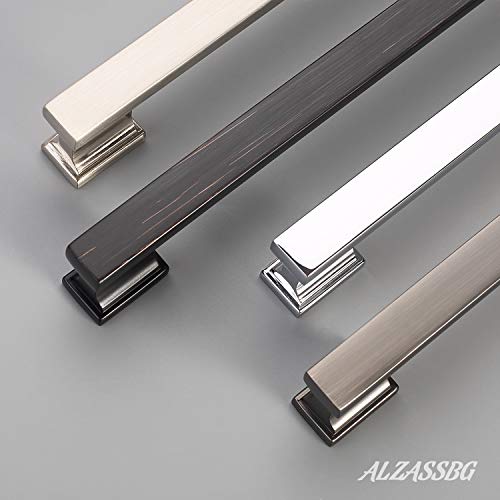 Alzassbg 10 Pack Polished Chrome Cabinet Pulls, 5 Inch(128mm) Hole Centers Kitchen Cabinet Handles for Cabinets and Drawers AL3061CP - color: Polished Chrome, size: 5" Hole Center