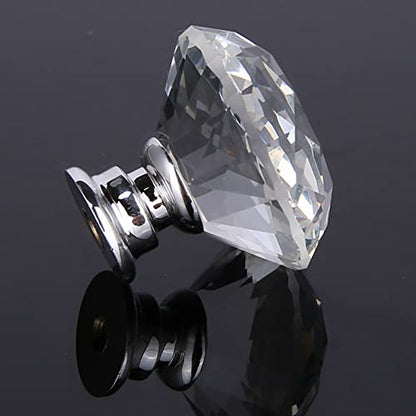 Akstore 6 Pcs Crystal Glass Cabinet Knobs 30mm Diamond Shape Drawer Kitchen Cabinets Dresser Cupboard Wardrobe Pulls Handles (40mm,6pcs, Clear) - color: Clear, size: 40 mm