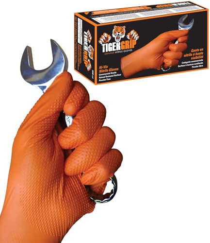 EPPCO TigerGrip 8-Mil Nitrile Glove Disposable Powder, Latex Free Textured Superior Grip Orange Gloves, Small, Box of 100 - size: Small