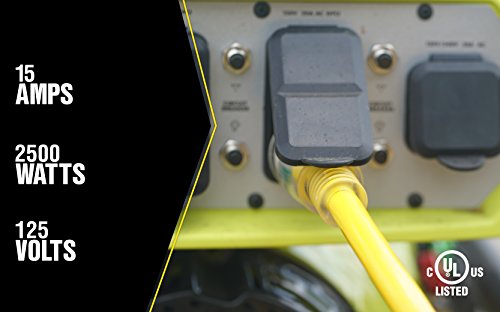 Southwire Yellow Jacket Extra Heavy Duty Extension Cord - Power Cable for Outdoor Tools & Equipment - 10 Gauge SJTW with Lighted End & Molded Plug - 50 Foot