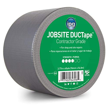 IPG JobSite DUCTape, Contractor Grade Duct Tape, 3.77" x 60 yd, Silver (Single Roll) - color: Silver, size: 3.77" x 60 yd