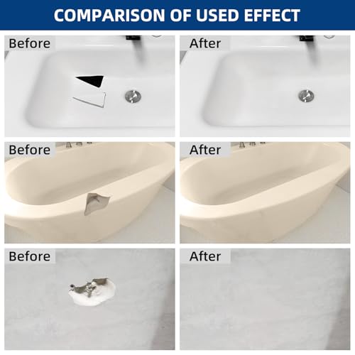 Tub and Fiberglass Shower Repair Kit White, 3.7oz Porcelain Tile Repair Kit, Porcelain Sink and Acrylic Bathtub Repair Kit for Cracks Chips Dents Holes Almond/Biscuit/Bone