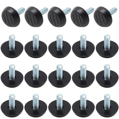 20 Pcs M6 Adjustable Furniture Levelers Screw On Furniture Glide Leveling Foot Screw in Threaded for Chair, Table, Furniture Legs (M6 x 15mm)