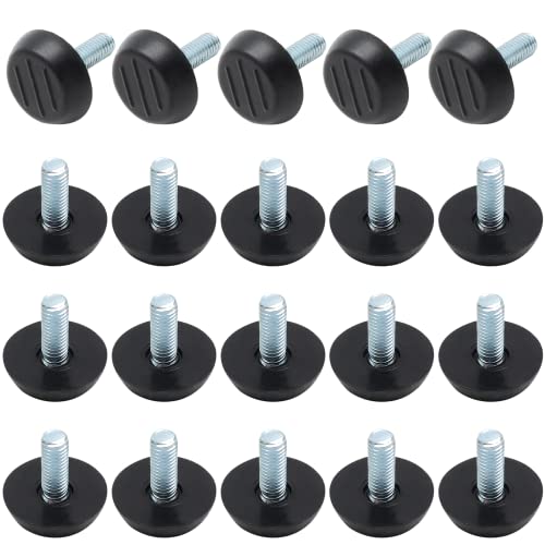 20 Pcs M6 Adjustable Furniture Levelers Screw On Furniture Glide Leveling Foot Screw in Threaded for Chair, Table, Furniture Legs (M6 x 15mm)