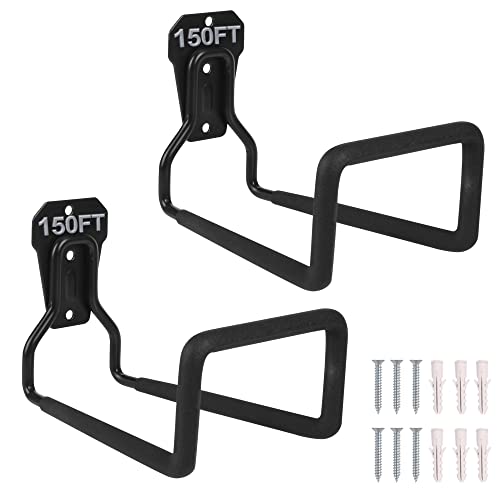 PeoMev 2pcs Heavy Duty Hose Hanger Garden Hose Storage Black Water Hose Holders for Outside Wall Mount Garden Hose Reel Hose Stand - color: 2pcs Black