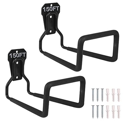 PeoMev 2pcs Heavy Duty Hose Hanger Garden Hose Storage Black Water Hose Holders for Outside Wall Mount Garden Hose Reel Hose Stand - color: 2pcs Black