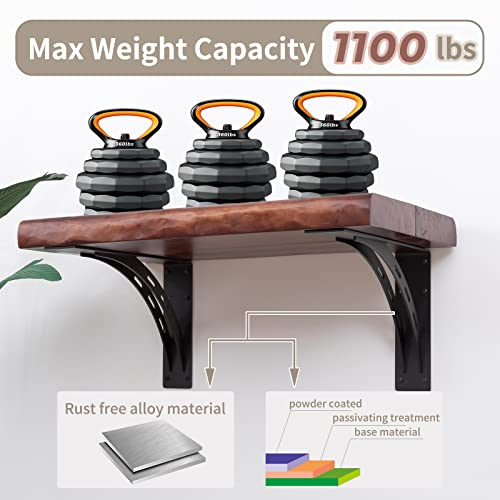 Heavy Duty Shelf Brackets (Set of 2) - 16" x 12" Max Load 1100 Lbs - Premium Alloy Metal Mantel Brackets - size: 16 inch x 12 inch