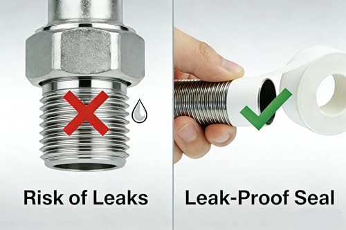 3/4 Inch(W) X 520 Inches(L) PTFE Thread Seal Tape,Teflon Tape for Plumbers,Non-Stick,Leak-Proof,Easy to Apply,Plumbing Shower Head Pipe White