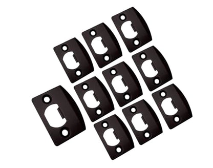 QCAA Solid Brass Latch Strike Plate L 2-1/4" x W 1-7/16", Screw Hole CTC 1-5/8", Oil Rubbed Bronze, Made in Taiwan, 10 Pack - color: ORB, size: 10 Pack