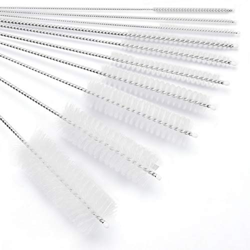 CiaraQ Bottle Cleaning Brushes, 8 Inch Nylon Tube Brush Set, Cleaner for Narrow Neck Bottles Cups with Hook, Set of 10pcs. - color: White, size: 8.0 Inch (10pcs)