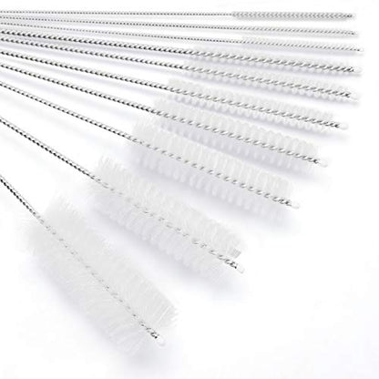 CiaraQ Bottle Cleaning Brushes, 8 Inch Nylon Tube Brush Set, Cleaner for Narrow Neck Bottles Cups with Hook, Set of 10pcs. - color: White, size: 8.0 Inch (10pcs)