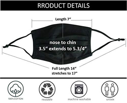 Simlu 6 Pack Unisex Reusable Pleated Fabric Face Mask with Adjustable Elastic, 2 Layer, Washable, Nose Wire Black Cloth Fits Men Women and Kids (OS Fits All, 6 Pack)