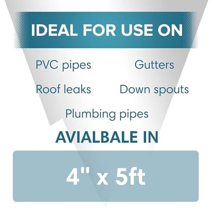 Polar Black Waterproof Tape Seal - 4" x 5ft | Rubberized Waterproof Tape for Leaks & Cracks on Roofs, PVC Pipes, Drainpipes, Plumbing & Gutters | Indoor & Outdoor Sealant Tape for Lasting Protection
