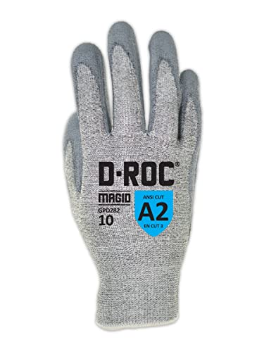 MAGID D-ROC ANSI A2 15-Gauge Polyurethane Palm Work Gloves, 12 Pair, Size 10/XL, GPD282 - size: 10/XL, style: 12 Pair