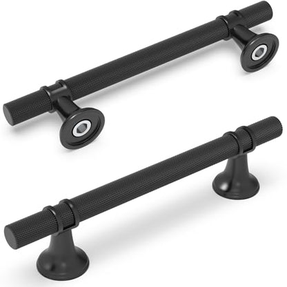 10 Pack 5 Inch Cabinet Pulls knurled Matte Black Kitchen Cabinet Handles Aluminum and Zinc Alloy Drawer Pulls Solid Cabinet Hardware - color: Matte Black Knurled, size: 5'' Hole Center(128mm)