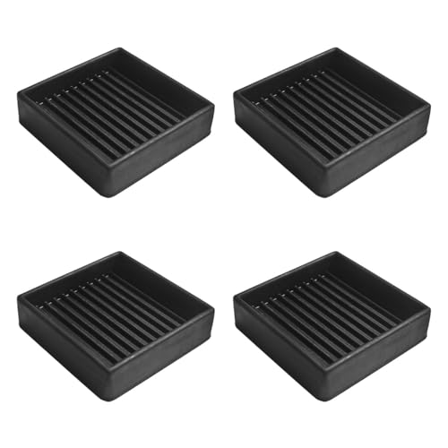4 Pcs 2x2 Square Rubber Furniture Caster Cups, Furnitures Pads Rubber Furniture Caster Cups, Non-Slip Rubbers Bed Frame Stopper, Bed Stopper Floor Protectors for Protect Any Flooring (Black) - color: Black
