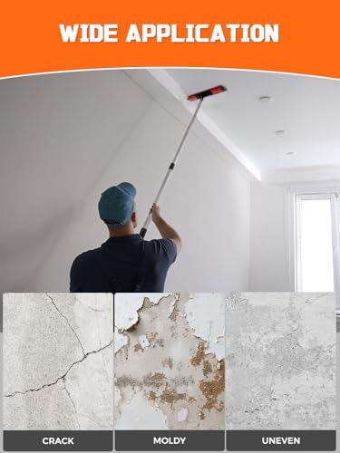 AZUNO Drywall Skimming Blade Set with Case| 10,16,24,32 Inch Stainless Steel Skimming Blades| 27"-60" Extension Handle, Compound Roller, Bucket Scoop & Putty Knife for Wall & Ceiling Finishing - size: 10+16+24+32 inch
