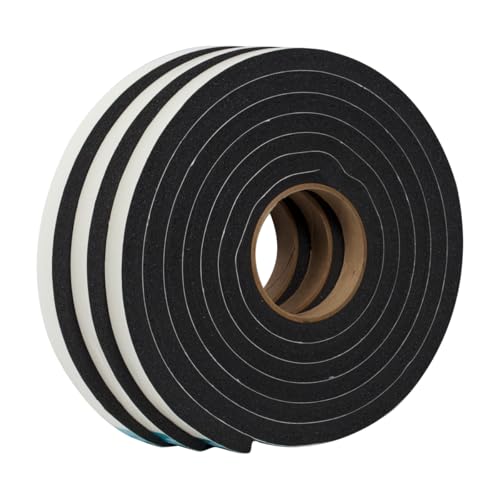 Duck Brand Self Adhesive Foam Weatherstrip Seal for Extra Large Gaps, 30 Total Feet, Window and Door Seal Strip Foam Tape, 3/4-Inch Wide x 1/2-Inch Thick x 10-Feet Long, 3 Rolls, Charcoal (284424)
