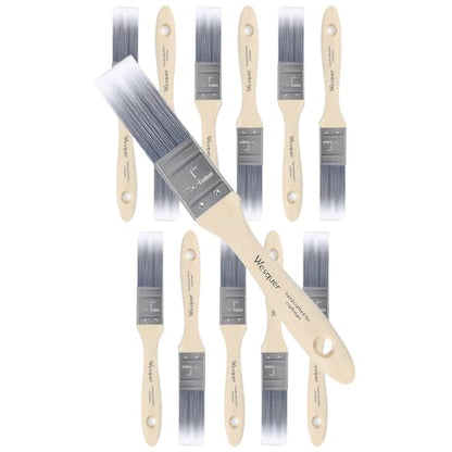 Wesquer 1 Inch Professional Paint Brushes 12-Pack, Premium Synthetic Bristles for Smooth Finish, Easy to Clean & Reusable for Wall, Cabinet, Interior & Exterior Painting - size: 1 inch (12 pack)