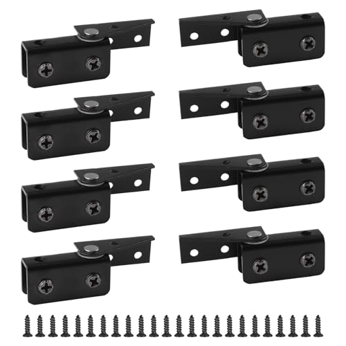 Glass Door Hinge 8Pcs Side Mounted Frameless Glass Door Pivot Hinges Clamp Adjustable Cabinet Pivot Hinge Clip Replacement Kit for 5-8mm Free-Swinging Glass Door (Black) - color: Black-8pcs