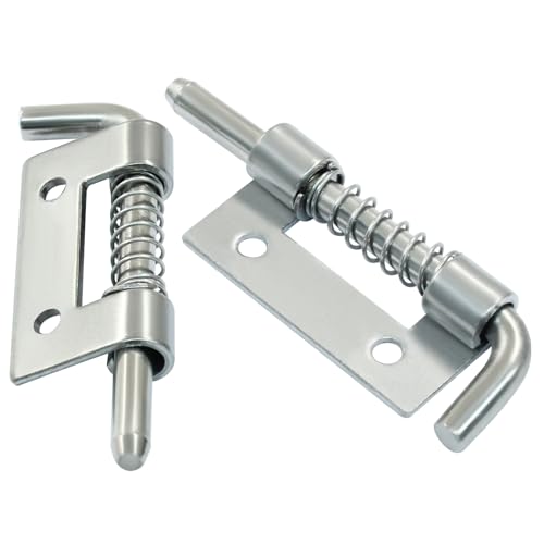 4Pcs Stainless Steel Flat Pin Spring Latch with Hole, 52mm/2.05" Length Spring Latch Hinge Latch with Screws for Cabinet Door (2Pcs Left and 2Pcs Right)