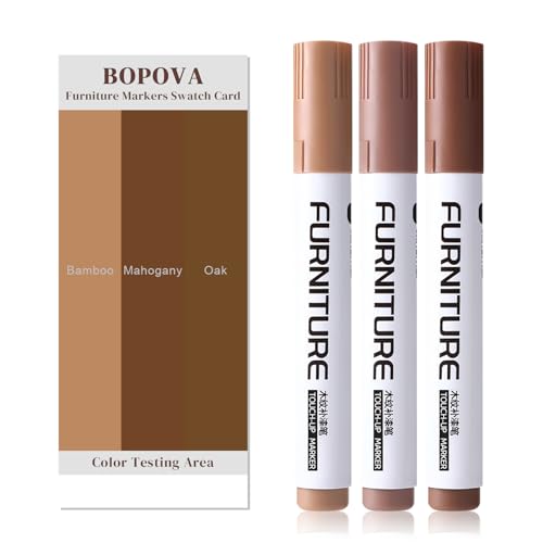 BOPOVA Furniture Markers Touch Up, Scratch Repair Kit, 3 Color Wood Markers for Scratches, Stains, Floors, Tables, Desks, Cabinets, Bedposts (Bamboo, Mahogany, Oak) - color: Bamboo,mahogany,oak