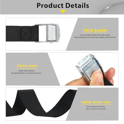Ladder Safety Strap Tie Down – Heavy Duty Ladder Strap Leash with Anchor Plate and Stainless Steel Clip, Anti-Slip Pole Strap for Roof Work, Gutter Cleaning, Solar Install, Ceiling Rack Mount