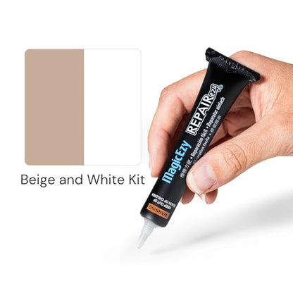 MagicEzy Tile Repairezy - (Beige/White Kit) Ceramic Floor Tile Repair Kit - Super Strong Tile Gap Filler - Fix Cracks, Chips, Holes Fast. - color: Beige / White Kit