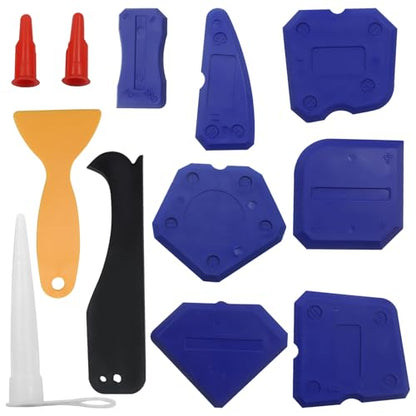 BokWin 12-Pack Silica Gel Caulking Tool Set, Caulk Kit for Grout Finishing, Caulking Tool Set for Bathroom Kitchen Surfaces, Hand Caulk Removal Assistant in Blue