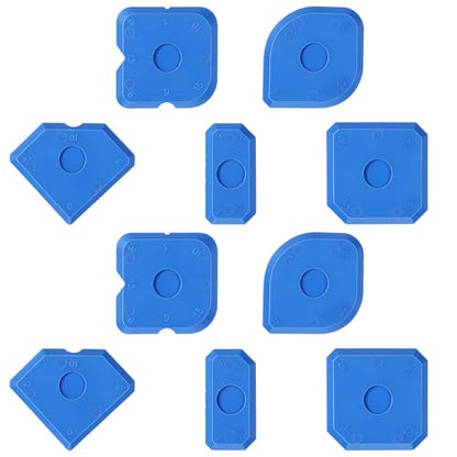 10 Pcs Plastic Caulking Tool Set, Caulk Tool Sealant Finishing Kit, Multi-Edge Applicator Smoother, Caulk Remover Grout Scraper, Reusable for Kitchen Bathroom Tile Floor Window Sink Sealing (Blue)