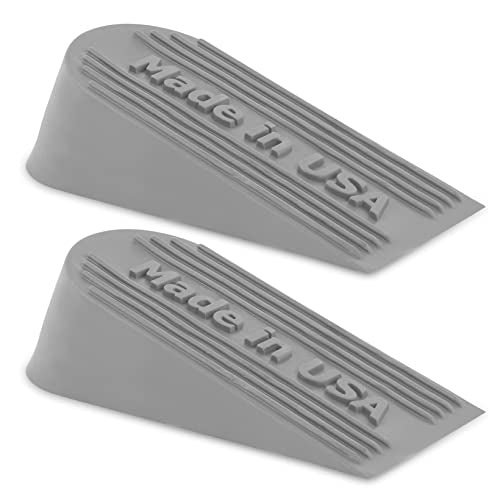 Large Rubber Door Stopper Made in USA - Door Stop Wedge for Carpet, Tile, or Concrete Floor, Door stoppers for Bottom of Door -Heavy Duty for Commercial & Home Use - 6.5 x 2.75 x 1.9 Inches Grey 2PK - color: Gray