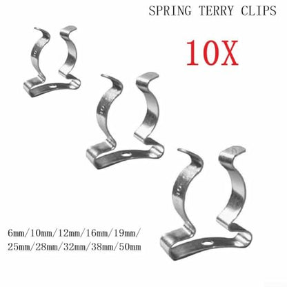 10 Pack Heavy Duty Manganese Steel Spring Terry Clips Wall Mount Tool Holders for Garage, Shed, and Workshop Organization, Fits 0.24 to 2 Inch Handles(16mm) - size: 16mm