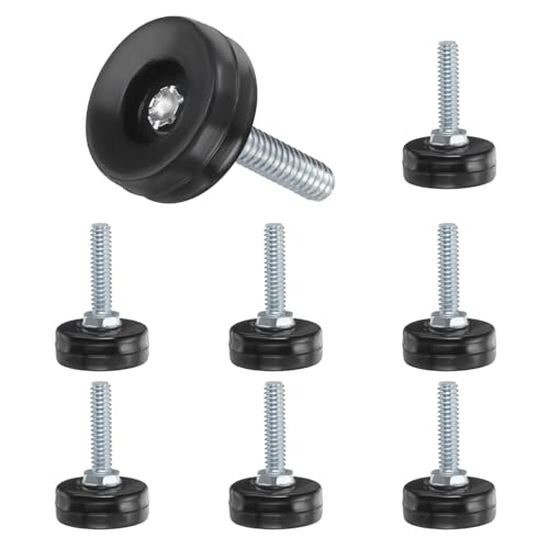 uxcell 1/4"-20 Thread Furniture Feet Levelers, 8Pcs 25mm l Adjustable Furniture Feet Screw in Threaded Leveling Leg Screw on Chair Foot Glides Leveling for Table Chair Black - color: Black, size: 1/4"-20 25mm