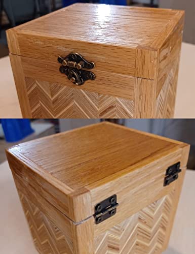 24Pcs Jewelry Box Hinges 12Pcs Antique Latch Hook Hasp Small Box Hardware Decorative Wooden Box Hinges and Latches with Screws DIY for Wood Gift Chest Box Wine Box Storage Box, Bronze Engraved