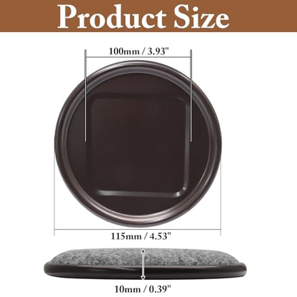 12Pcs Round Metal Felt Furniture Caster Cups, 4Inch Carpet-Bottom Furniture Sliders Non-Slip Wheel Savers, Floor Protectors Pads for Hardwood, Tile & Laminate Floors - size: Round,4"