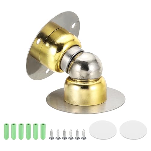 uxcell 2.1" Magnetic Door Stoppers, Wall Floor Mounted Magnetic Door Catch Holder, Stainless Steel Door Stops for Bedroom, Bathroom, Kitchen, Office, Gold - color: Gold, size: 2.1"