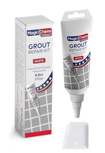 Tile Grout Repair, White 8.8 oz/250gr. Fast Drying Grout Repair Kit, Grout Filler Tube Repair Kit, Tile Grout Paint, Grout Sealer Restore and Renew Bathroom Floor, Tile Gaps, Joints, Lines - color: White, size: 1 Pack