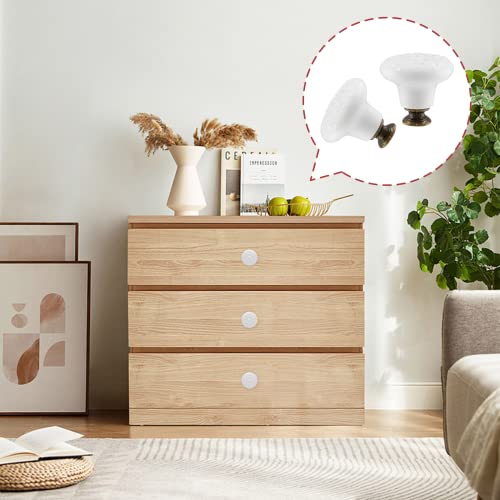 4pcs White Ceramic Cabinet Knobs and Pulls - Retro Dresser and Closet Drawer Handles - Cupboard and Furniture Door Knobs - color: White, size: 4pcs-1.3 Inch