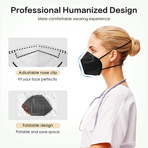 N95 Mask NIOSH Approved 60-Pack, Particulate Respirator N95 Face Masks Universal Fit - Individually Wrapped, Black - color: 60 Pack - Black