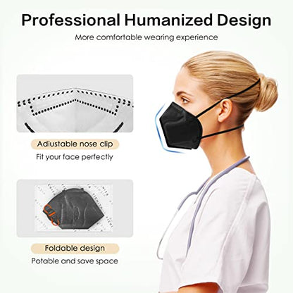 N95 Mask NIOSH Approved 60-Pack, Particulate Respirator N95 Face Masks Universal Fit - Individually Wrapped, Black - color: 60 Pack - Black