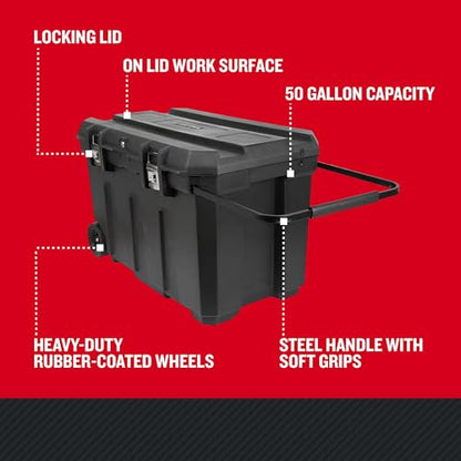 CRAFTSMAN 37-in. Rolling Tool Box with Wheels, Black, Plastic, Lockable (CMST37025) - style: 50 gallon Chest