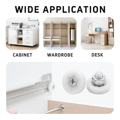 8Pcs 26mm Drawer Rollers, Nylon Drawer Pulley Replacement Wheels with Bearings and Nuts, Small Slide Roller for Cabinet, Sliding Door, Filing Cabinet, Smooth Drawer Positioning Guide - size: 26mm