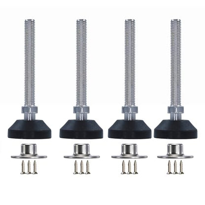 Adjustable Furniture Leg Levelers with Self-Tapping Screws, 1.25"-4" Height Range, 132 lbs Capacity per Leg (M10,4.1" Height,1.54" Diameter) - size: M10,4.1" Height,1.54" Diameter