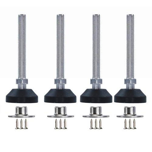 Adjustable Furniture Leg Levelers with Self-Tapping Screws, 1.25"-4" Height Range, 132 lbs Capacity per Leg (M10,4.1" Height,1.54" Diameter) - size: M10,4.1" Height,1.54" Diameter