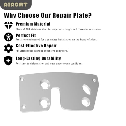 Door Latch Repair & Reinforcement Plate with Bolts for Jeep Grand Cherokee ZJ 1993‑1998 Front Left Side,304 Stainless Steel