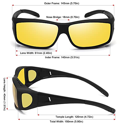 MEETSUN Fit Over Glasses Sunglasses for Men Women,Wrap Around Sunglasses Polarized UV400 Protection - color: (Z1)black Frame-night Vision Lens