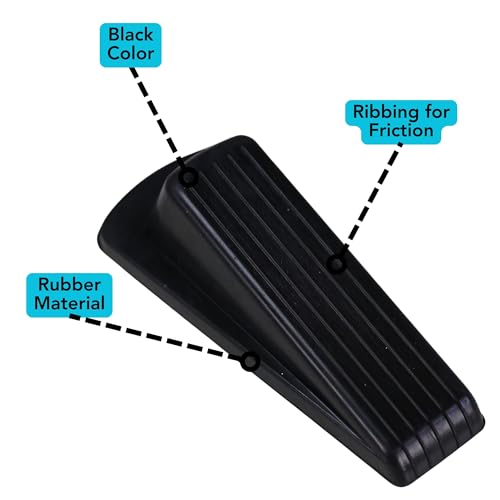 Harrier Hardware 4-Pack Heavy Duty 5-Inch Rubber Grip Wedge Doorstops, Black